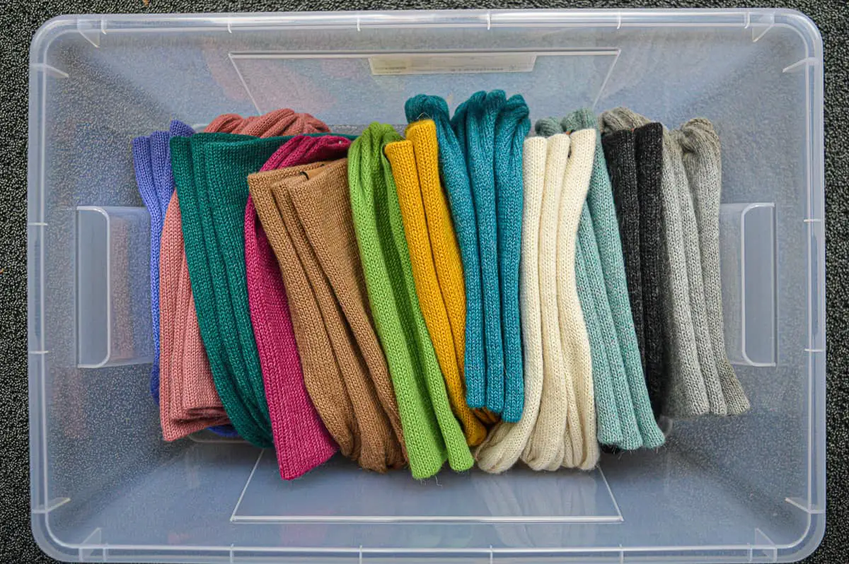 Alpaca Woolen Knitted Hats of Different Colors in an airtight box ready to be stored.